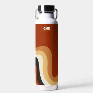 Retro 70s Wavy Burnt Orange Personalised Hippie Water Bottle
