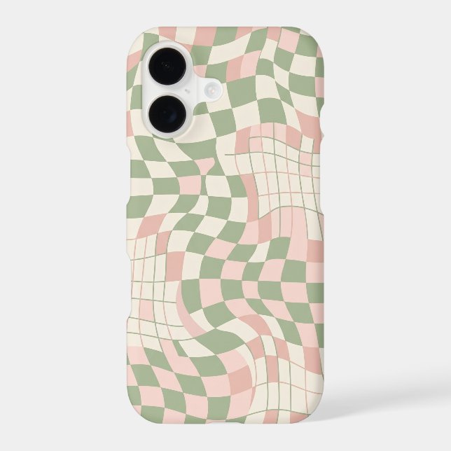 Retro 70s Wavy Checkerboard Distorted Grid Pattern (Back)