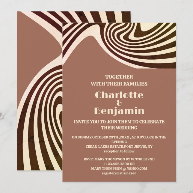 Retro 70s Wedding  Invitation (Front/Back)