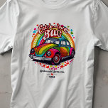 Retro 70's Wedding Rainbow Love Bug Bridal Party T-Shirt<br><div class="desc">Created especially for your retro 70's themed wedding, these funky t-shirts invite your bridespeople to "catch the love bug!" The cool throwback car is wrapped in rainbow colours and surrounded by hearts for a groovy party tee. Personalise with the names of your special guests or the names of the wedding...</div>