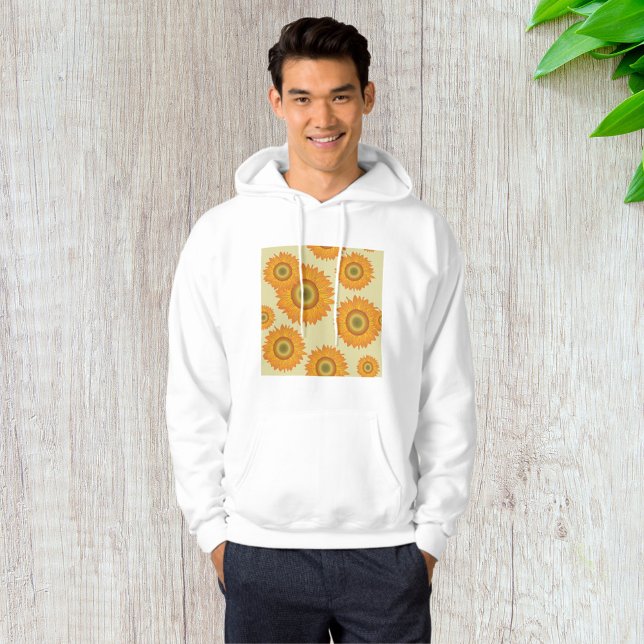 Retro 70s Yellow Sunflower Floral Pattern Hoodie (Creator Uploaded)