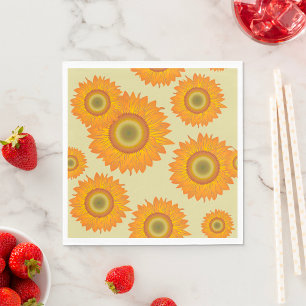 Retro 70s Yellow Sunflower Floral Pattern Napkin