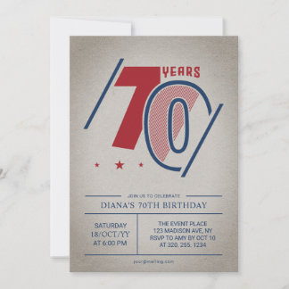 Retro 70th Birthday  Invitation