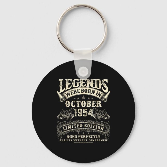 Retro 71st Birthday For Men 71 Year Old October 19 Key Ring (Front)