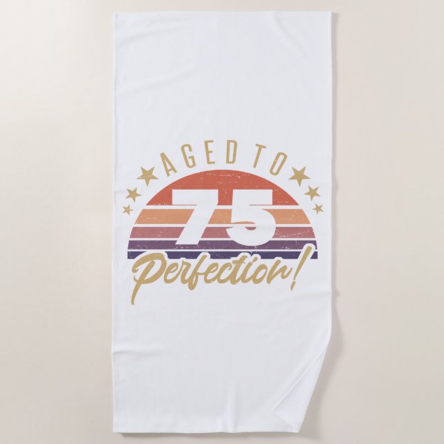Retro 75th Birthday Humour Beach Towel (Front)