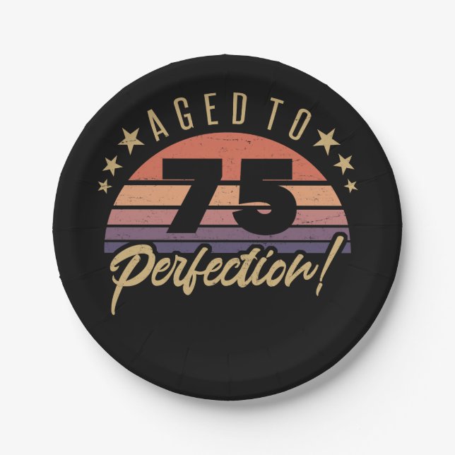 Retro 75th Birthday Humour Paper Plate (Front)