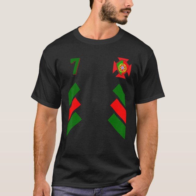 Retro 7 Portuguese Football Portugal Soccer Portug T-Shirt (Front)