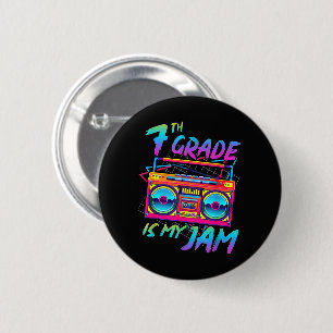Retro 80s 7th Grade Is My Jam Back To School 6 Cm Round Badge