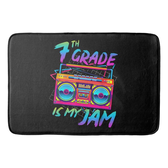 Retro 80s 7th Grade Is My Jam Back To School Bath Mat (Front)