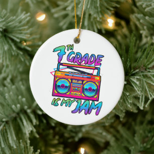 Retro 80s 7th Grade Is My Jam Back To School Ceramic Ornament