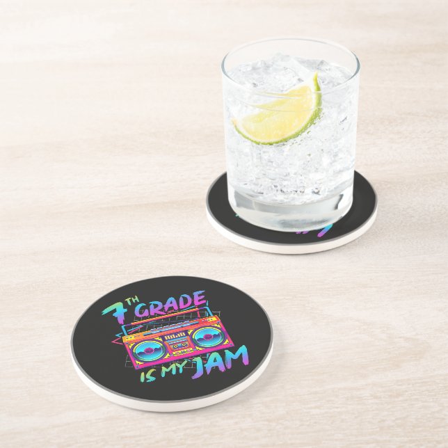 Retro 80s 7th Grade Is My Jam Back To School Coaster (Side)