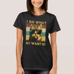 Retro 80s 90s Cat   I Do What I Want Cat T-Shirt