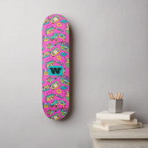 Retro 80s 90s Fun Colourful Tech Neon Pink Monogra