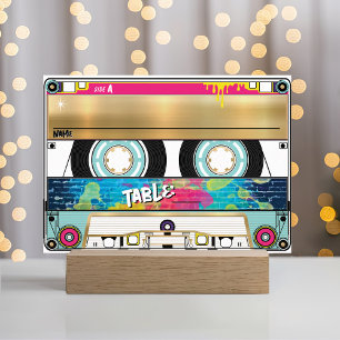 Retro 80's 90's Hip Hop Gold Cassette Tape Wedding Place Card