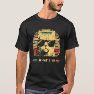 Retro 80s 90s Meowy I do what I want cat cat 2 T-Shirt