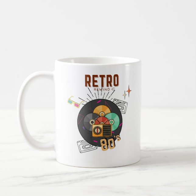 Retro 80s/90s Music CD Cover Design  Coffee Mug (Left)