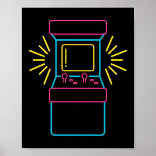 Retro 80s 90s Neon Arcade Machine Arcade Cabinet Poster
