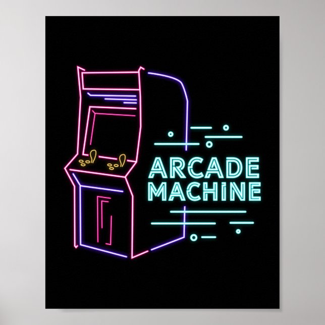 Retro 80s 90s Neon Arcade Machine Arcade Cabinet Poster (Front)