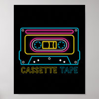 Retro 80s 90s Neon Cassette Tape Ghettobaster