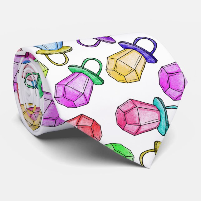 Retro 80's 90's Neon Colourful Ring Candy Pop Tie (Rolled)