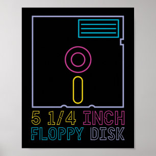 Retro 80s 90s Neon Floppy Disc Poster