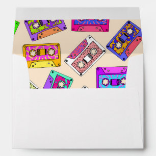 Retro 80's 90's Neon Patterned Cassette Tapes Envelope