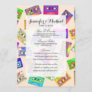 Retro 80's 90's Neon Patterned Cassette Tapes Menu