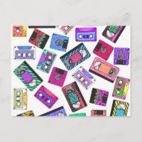Retro 80's 90's Neon Patterned Cassette Tapes