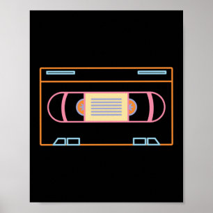 Retro 80s 90s Neon Video Tape Vhs Poster