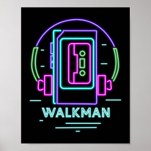 Retro 80s 90s Neon Walkman Poster