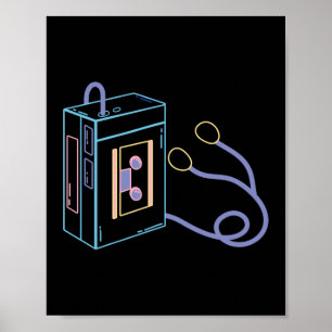 Retro 80s 90s Neon Walkman Poster