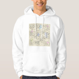 Retro 80s 90s Nostalgic Cassette Mix Tape Pattern Hoodie