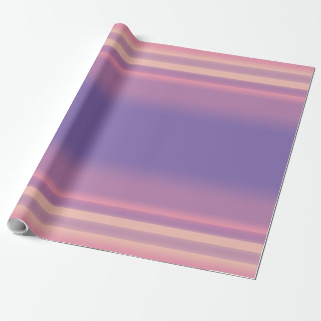 Retro 80's 90's Pink Purple Ombre Striped Wrapping Paper (Unrolled)