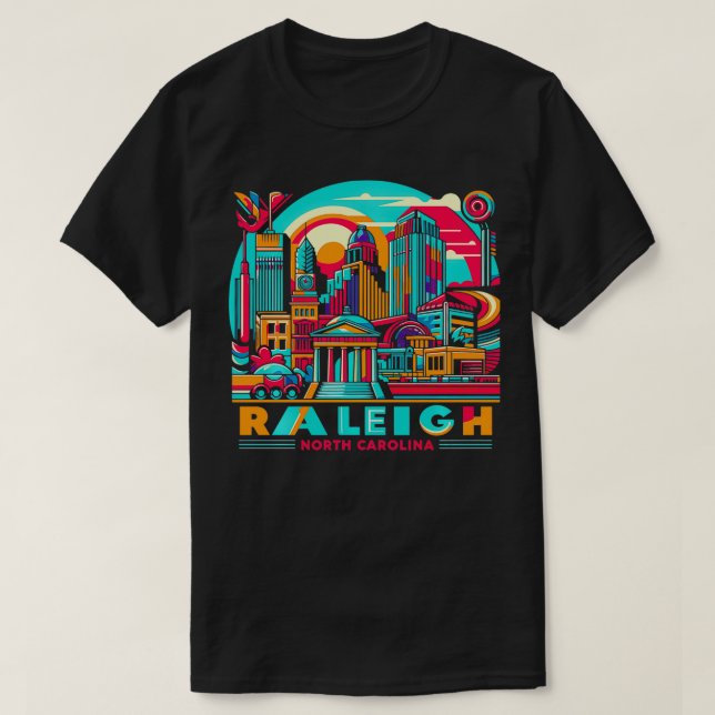 Retro 80s 90s Raleigh North olina Travel Souvenir  T-Shirt (Design Front)