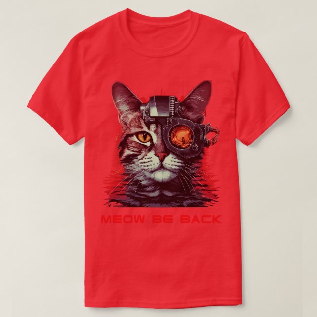 Retro 80s 90s Robot Cat T-Shirt (Design Front)