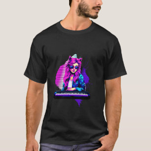 Retro 80s 90s streetwear nekomimi anime keyboard m T-Shirt