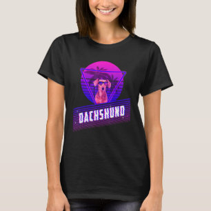Retro 80s Aesthetic Vaporwave Style Dachshund Part T-Shirt