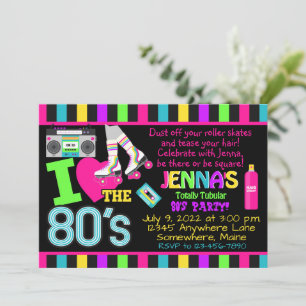 Retro 80's Awesome Birthday Party Invitations