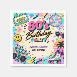 Retro 80s Birthday Napkin