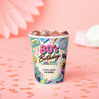 Retro 80s Birthday Paper Cups