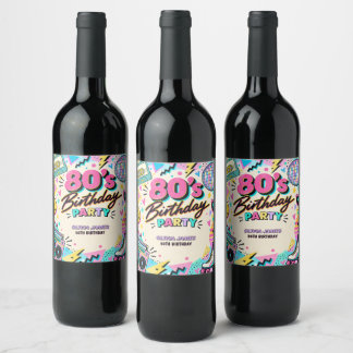 Retro 80s Birthday Wine Label