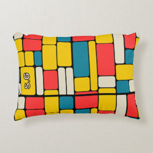 Retro 80s bold geometric modern bright decorative cushion