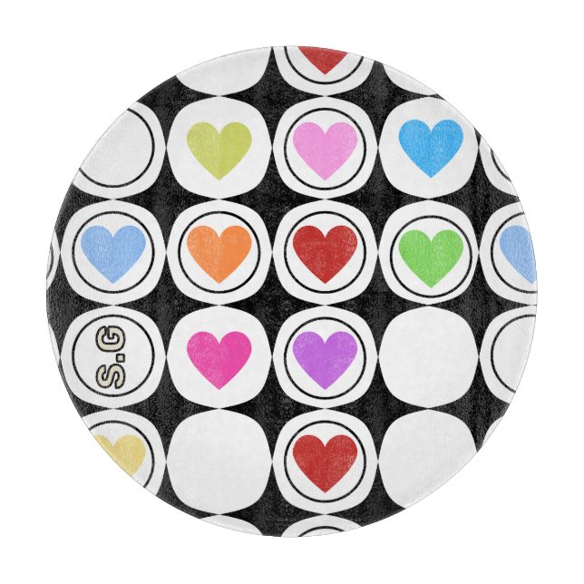 Retro 80s bold geometricherats bright cutting board (Front)