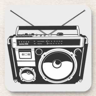 Retro 80s Boombox Grey  Coaster