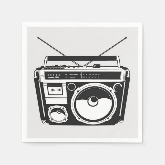 Retro 80s Boombox Grey Napkin (Front)