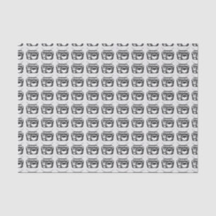 Retro 80s Boombox Grey Pattern Tissue Paper