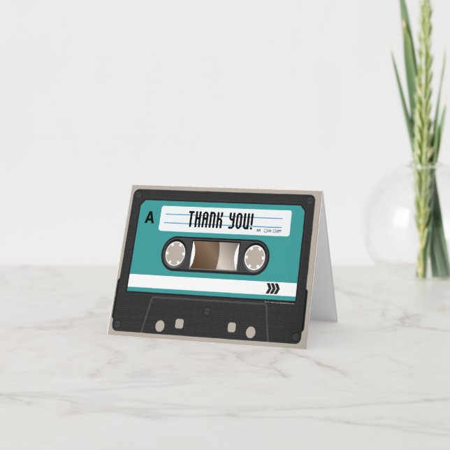 Retro 80s Cassette Mixtape Personalised Thank You Card (Front)