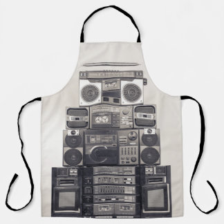 Retro 80s Cassette Recorders Pattern. Apron