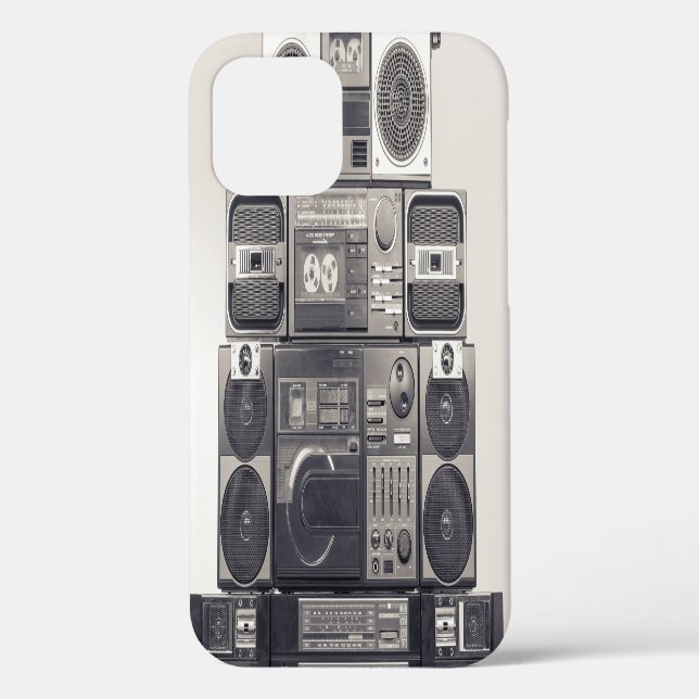 Retro 80s Cassette Recorders Pattern. Case-Mate iPhone Case (Back)