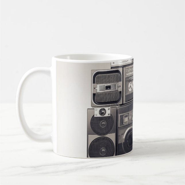 Retro 80s Cassette Recorders Pattern. Coffee Mug (Left)